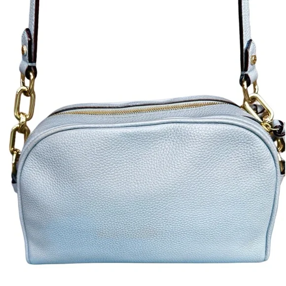 KATE SPADE Mulberry Street Darian Light Blue Pebbled Leather Zip Crossbody Chain - Picture 2 of 16